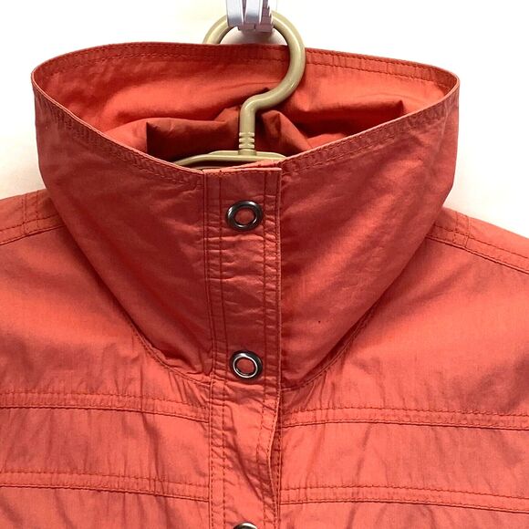 Chico's Womens Jacket Size 2 Weekends Orange Long Sleeve Snap Button Windbreaker - Picture 6 of 10